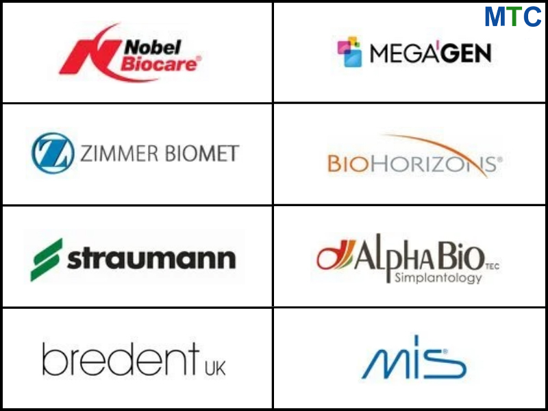 Popular international implant brands